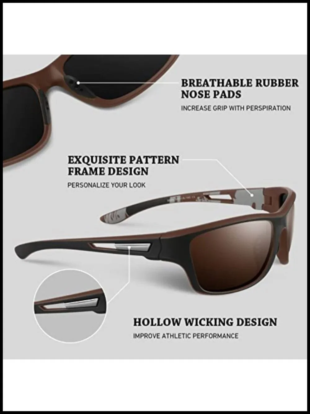 Polarized Sports Sunglasses UV400 Protection Rectangular Goggles Fishing Driving